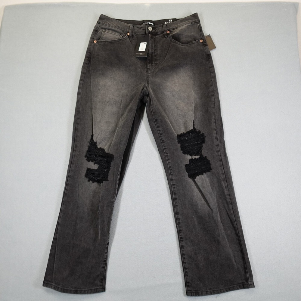 Fashion Nova Straight Jeans Women 13 Black Always Tell It To Me Distressed Denim